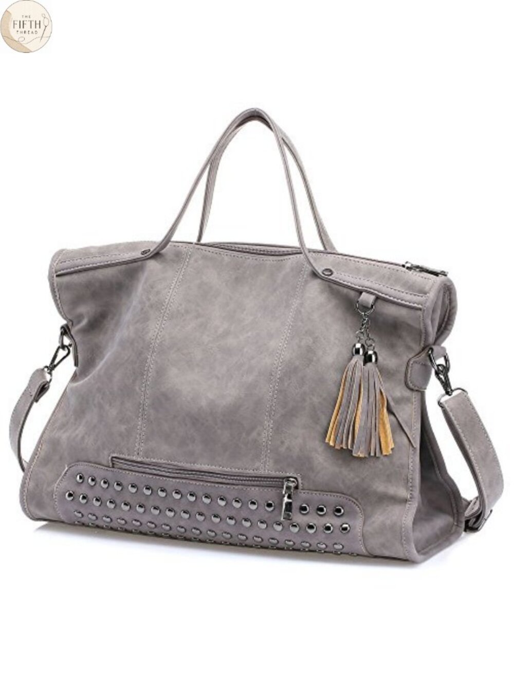 Faux Leather Studded Gothic Satchel Crossbody Tote Purse